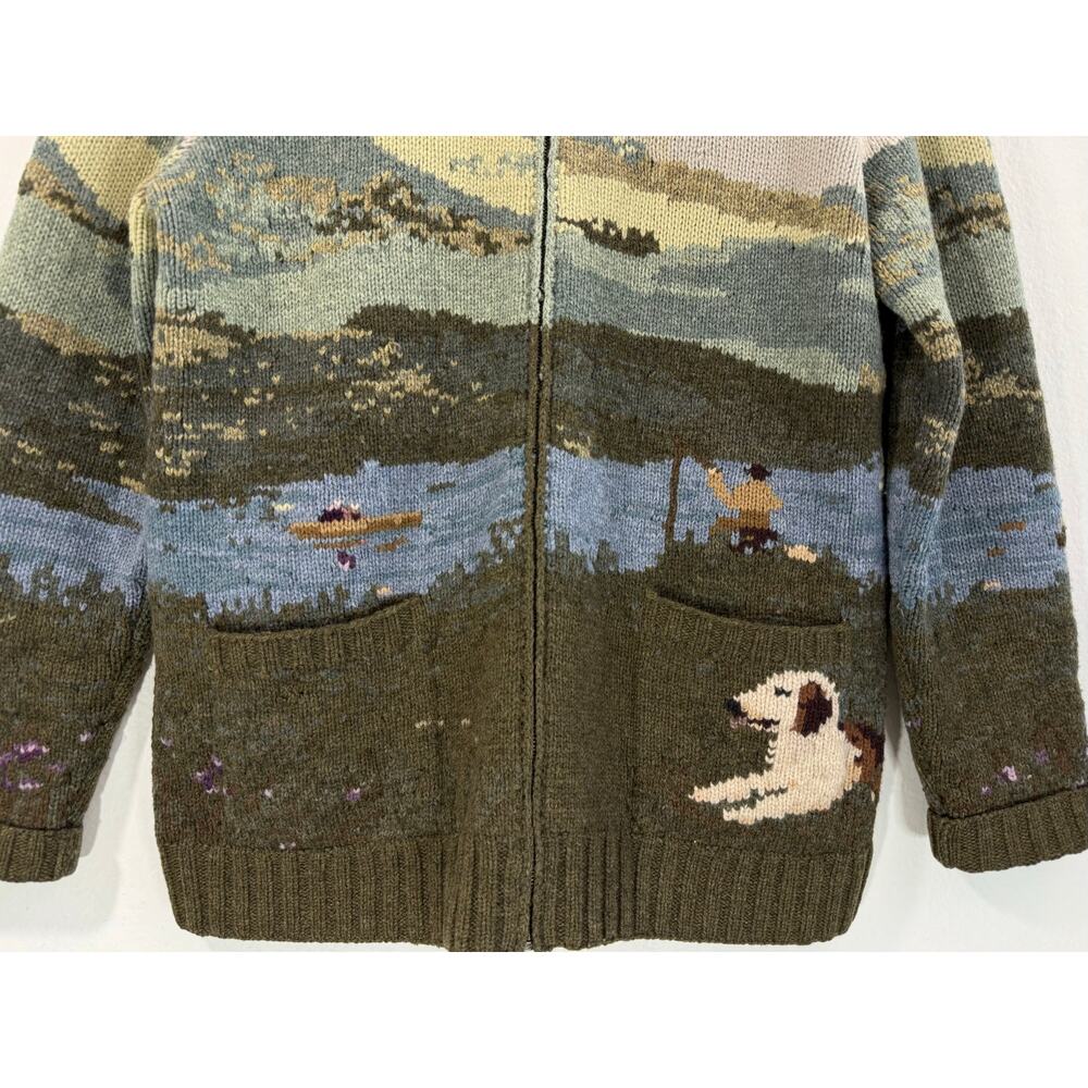 Lauren Ralph Lauren  Hand Knit Lambswool Hoodie Sweater Equestrian Horse Scenic - Picture 5 of 15
